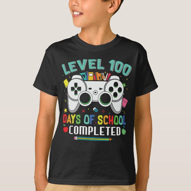 Camiseta Nível 100 Dias de Escola Concluídos para Jogadores (Frente)