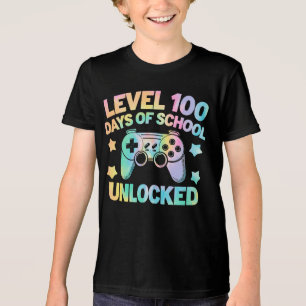 Camiseta Nível 100 Dias De Escola Desbloqueada Garoto Jogad