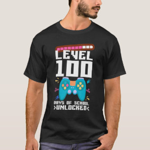 Camiseta Nível 100 Dias De Escola Desbloqueou 100º Gama De