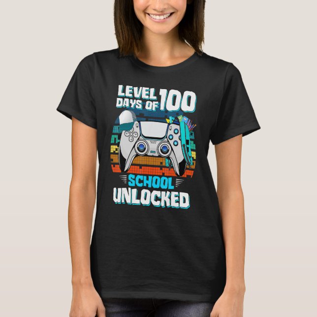 Camiseta Nível 100 Dias De Estudante Desbloqueia Professora (Frente)
