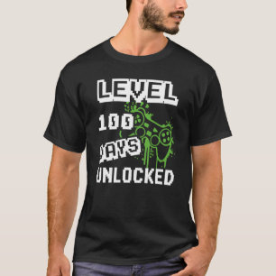 Camiseta Nível 100 dias de jogador de jogos desbloqueados n