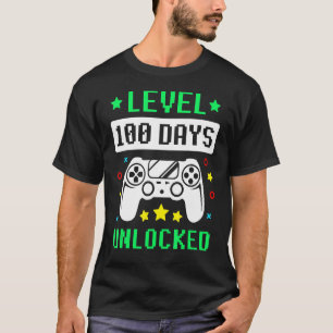 Camiseta Nível 100 Dias De Jogador Desbloqueado Da Escola 1
