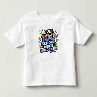 Camiseta Nível 100 Modo Escola Desbloqueado 100º Dia de Esc