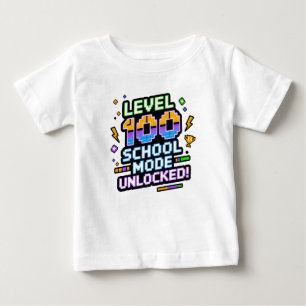 Camiseta Nível 100 Modo Escola Desbloqueado 100º Dia de Esc