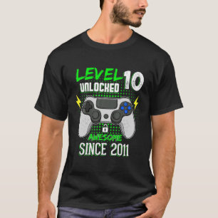 Camiseta Nível 10 Desbloqueado Incrível Desde 2011 Jogo De