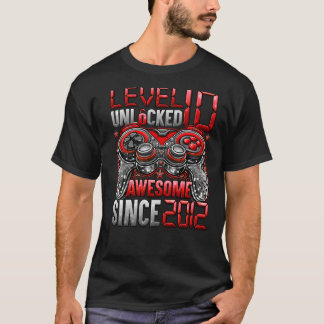 Camiseta Nível 10 Desbloqueado Incrível Desde 2012 10º Aniv