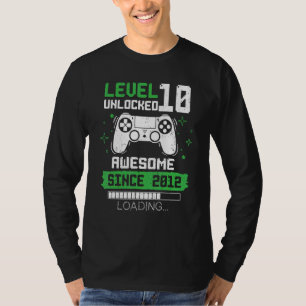 Camiseta Nível 10 Desbloqueado Incrível Desde 2012 Gamer 10