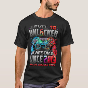 Camiseta Nível 10 Desbloqueado Incrível Desde 2013 10º Aniv