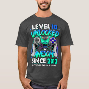 Camiseta Nível 10 Desbloqueado Incrível Desde 2013 10º Aniv
