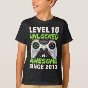 Camiseta Nível 10 Desbloqueado Incrível Desde 2013 10º Aniv