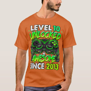 Camiseta Nível 10 Desbloqueado Incrível Desde 2013 10º Aniv