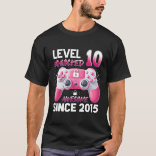 Camiseta Nível 10 Desbloqueado Incrível Desde 2015 Video Ga