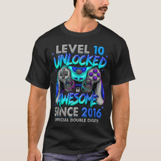 Camiseta Nível 10 Desbloqueado Incrível Desde 2016 10º