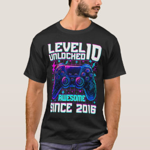 Camiseta Nível 10 Desbloqueado Incrível Desde 2016 10º Aniv