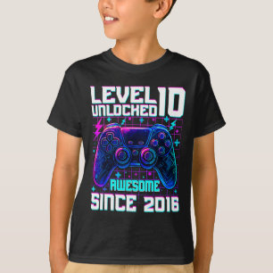 Camiseta Nível 10 Desbloqueado Incrível Desde 2016 10º Aniv