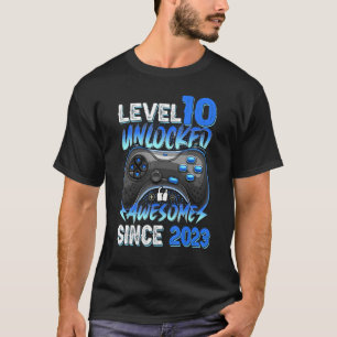 Camiseta Nível 10 Desbloqueado Incrível Desde 2023 10º Aniv
