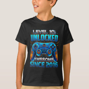 Camiseta Nível 10 Desbloqueado Incrível Desde Aniversário d
