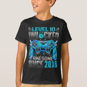 Camiseta Nível 10 Desbloqueado Incrível Desde o Aniversário