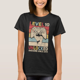 Camiseta Nível 10 Desbloqueado Menino de Dez Anos 10º Anive