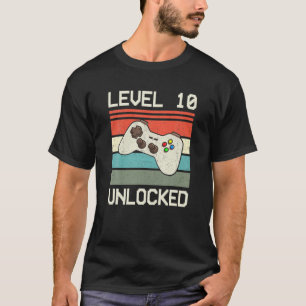Camiseta Nível 10 Desbloqueado - Vídeo Gamer Vintage 10º Na