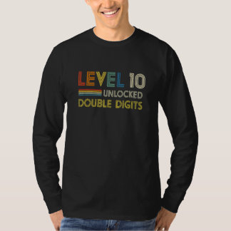 Camiseta Nível 10 Dígitos duplos desbloqueados 10 anos 10º 