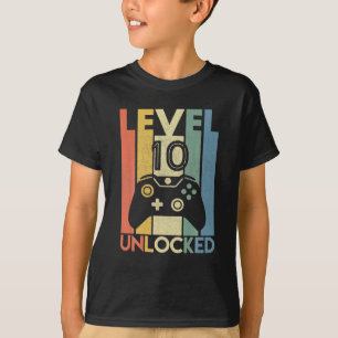 Camiseta Nível 10 Engraçado Jogador de Vídeo Desbloqueado 1