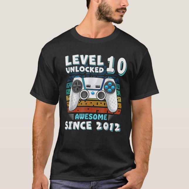 Camiseta Nível 10 Impressionante Desde 2012 10º Aniversário (Frente)