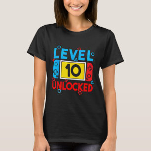 Camiseta Nível 10 Jogador 10º Jogo de Vídeo de Aniversário