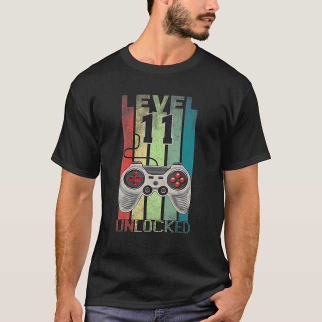 Camiseta Nível 11 11 de Aniversário do Jogador de Vídeo Des (Frente)