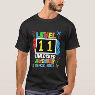 Camiseta Nível 11 Desbloqueado Incrível Desde 2014 Jogo De