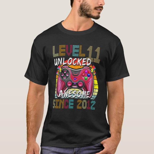 Camiseta Nível 11 Desbloqueado Incrível Desde o Aniversário (Frente)