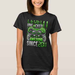 Camiseta Nível 11 Desbloqueado Incrível Desde o Aniversário