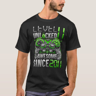 Camiseta Nível 11 Desbloqueado Incrível Desde o Aniversário