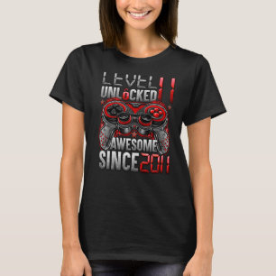 Camiseta Nível 11 Desbloqueado Incrível Desde o Aniversário