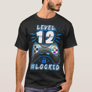 Camiseta Nível 12 12 do jogo de vídeo desbloqueado Aniver