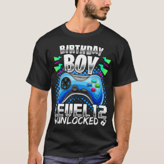 Camiseta Nível 12 12 do jogo de vídeo desbloqueado Aniversá