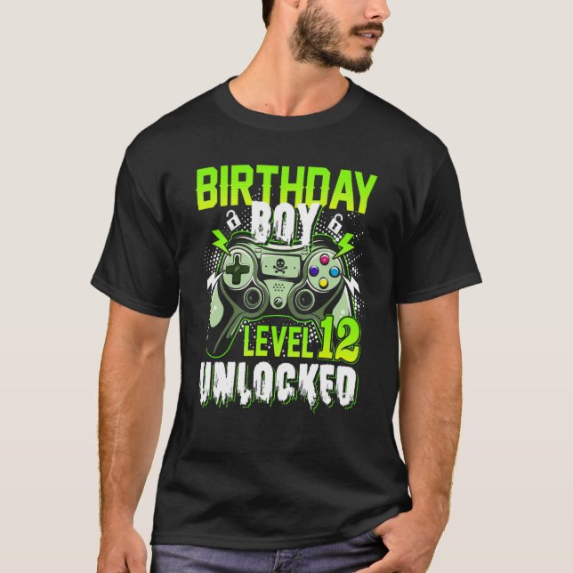 Camiseta Nível 12 Aniversário do 12º Menino Desbloqueado (Frente)