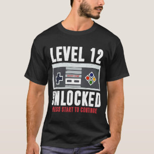 Camiseta Nível 12 Desbloqueado 12 anos de idade 12 de jogad