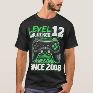 Camiseta Nível 12 Desbloqueado Incrível 2008 Vídeo Game 
