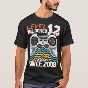 Camiseta Nível 12 Desbloqueado Incrível 2008 Vídeo Game 12