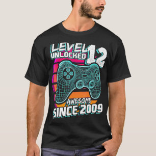 Camiseta Nível 12 Desbloqueado Incrível 2009 Vídeo Game 