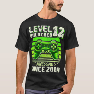 Camiseta Nível 12 Desbloqueado Incrível 2009 Vídeo Game 12