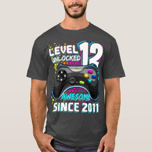 Camiseta Nível 12 Desbloqueado Incrível 2011 Vídeo Game 12