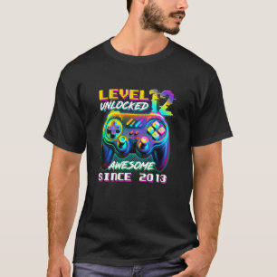 Camiseta Nível 12 Desbloqueado Incrível Desde Aniversário d