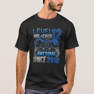 Camiseta Nível 12 Desbloqueado Incrível Desde o Aniversário