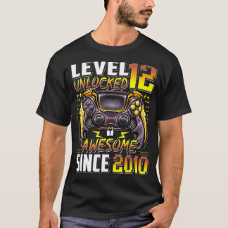 Camiseta Nível 12 Desbloqueado Incrível Desde o Aniversário