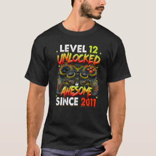 Camiseta Nível 12 Desbloqueado Incrível Desde o Aniversário