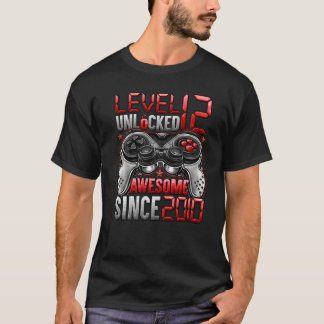 Camiseta Nível 12 Desbloqueado Incrível Desde o Aniversário