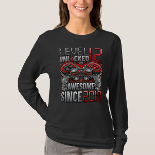 Camiseta Nível 12 Desbloqueado Incrível Desde o Aniversário