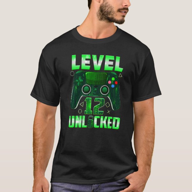 Camiseta Nível 12 Desbloqueado Incrível Desde o Aniversário (Frente)